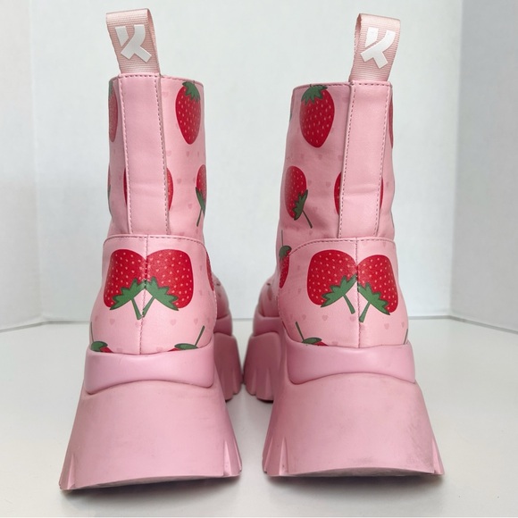•KOI• Strawberry Spongecake Pink Vilun Platform Lace- Up Ankle Boots Size US 7 - Picture 10 of 16